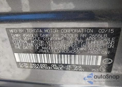 2015 Lexus Gs 350 z USA, uszkodzony, nr VIN JTHCE1BL0FA004255